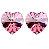Rose Red Crystal Heart Gold Plated Stud Earrings