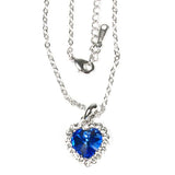 Royal Blue Crystal Heart Gold Plated Necklace and Earrings Jewelry Set
