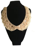 Champagne Lace and Faux Pearls Cloth Collar Necklace