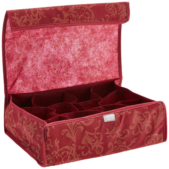 12 Compartment Intricate Leaf Pattern Soft-Cover Foldable Storage Box