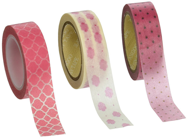 Wrapables Pretty in Pink Japanese Washi Masking Tape (Set of 3)
