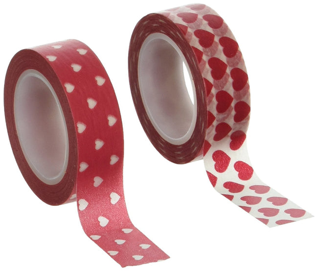Wrapables Red Hot Hearts Japanese Washi Masking Tape (Set of 2)