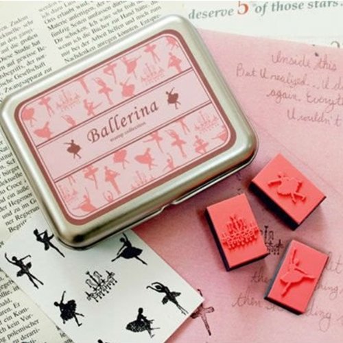 Rubber Stamp Set in Gift Tin, 9pc set + 1 ink pen