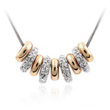 Yellow and White Gold Plated 9 Ring Necklace with CZ Rhinestones