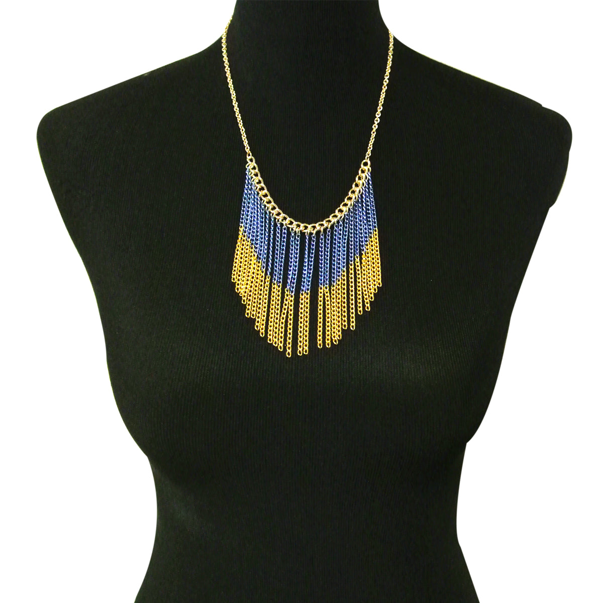 Two Toned Chain Waterfall Bib Necklace