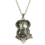 Vintage Antique Silver Finish Rhinestone Owl Pendant Necklace