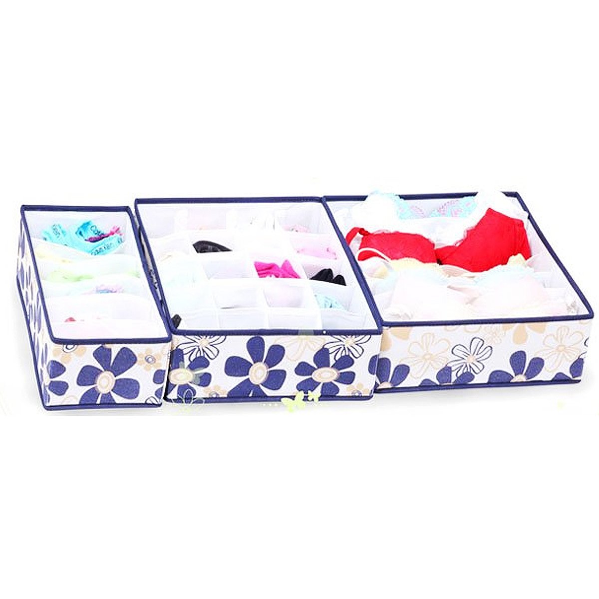 Daisy Underwear Storage Box, Three Piece Set