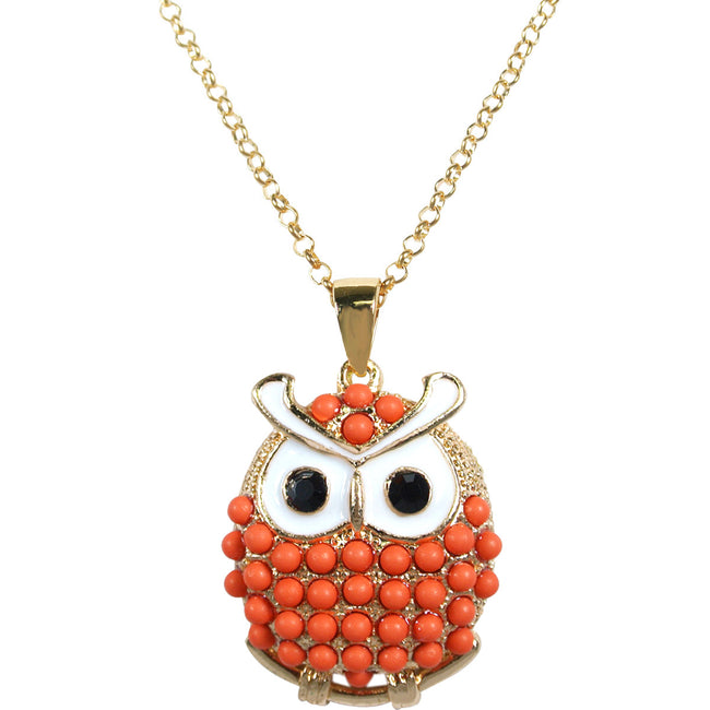 Gold Oliver Owl Long Pendant Necklace