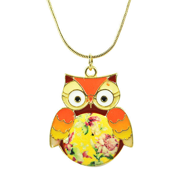 Wrapables Floral Belly Owl Necklace