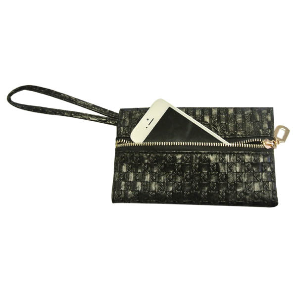 Wrapables Checkered Leather Wristlet Clutch