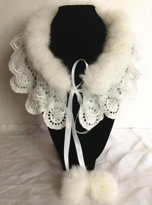 Rabbit Hair and Lace Collar Necklace