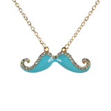 Wrapables Light Blue Handlebar Mustache Necklace with Crystals