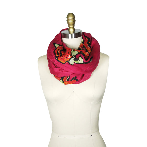 Wrapables Women's Deco Rose Print Scarf Wrap