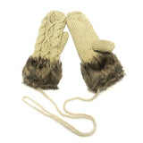 Wrapables Wool Mittens with Faux Fur Trim