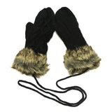 Wrapables Wool Mittens with Faux Fur Trim