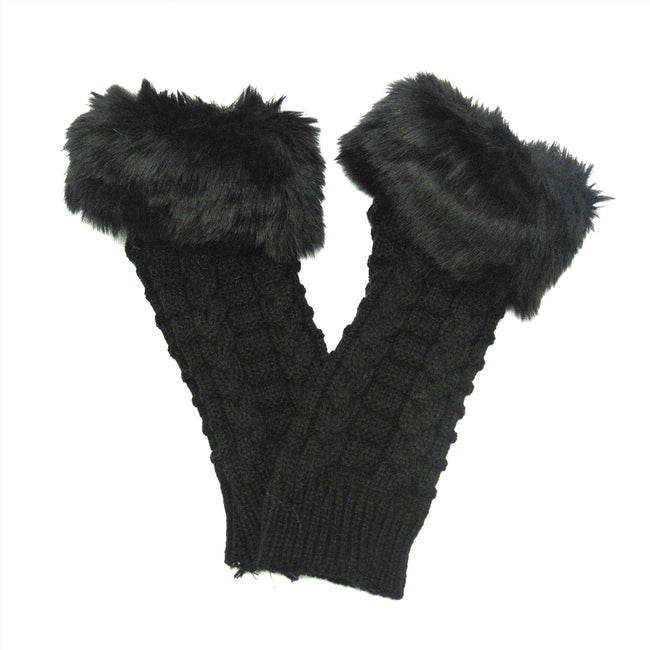 Wrapables Fingerless Gloves with Faux Fur Trim