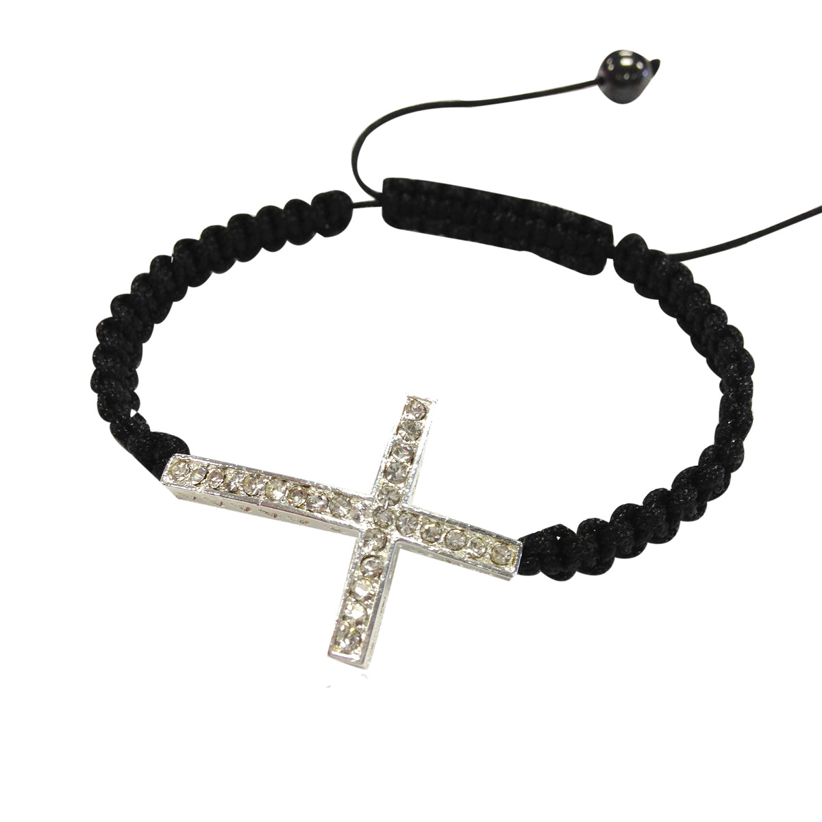 Bracelet Rhinestone with Studded Sideways Cross