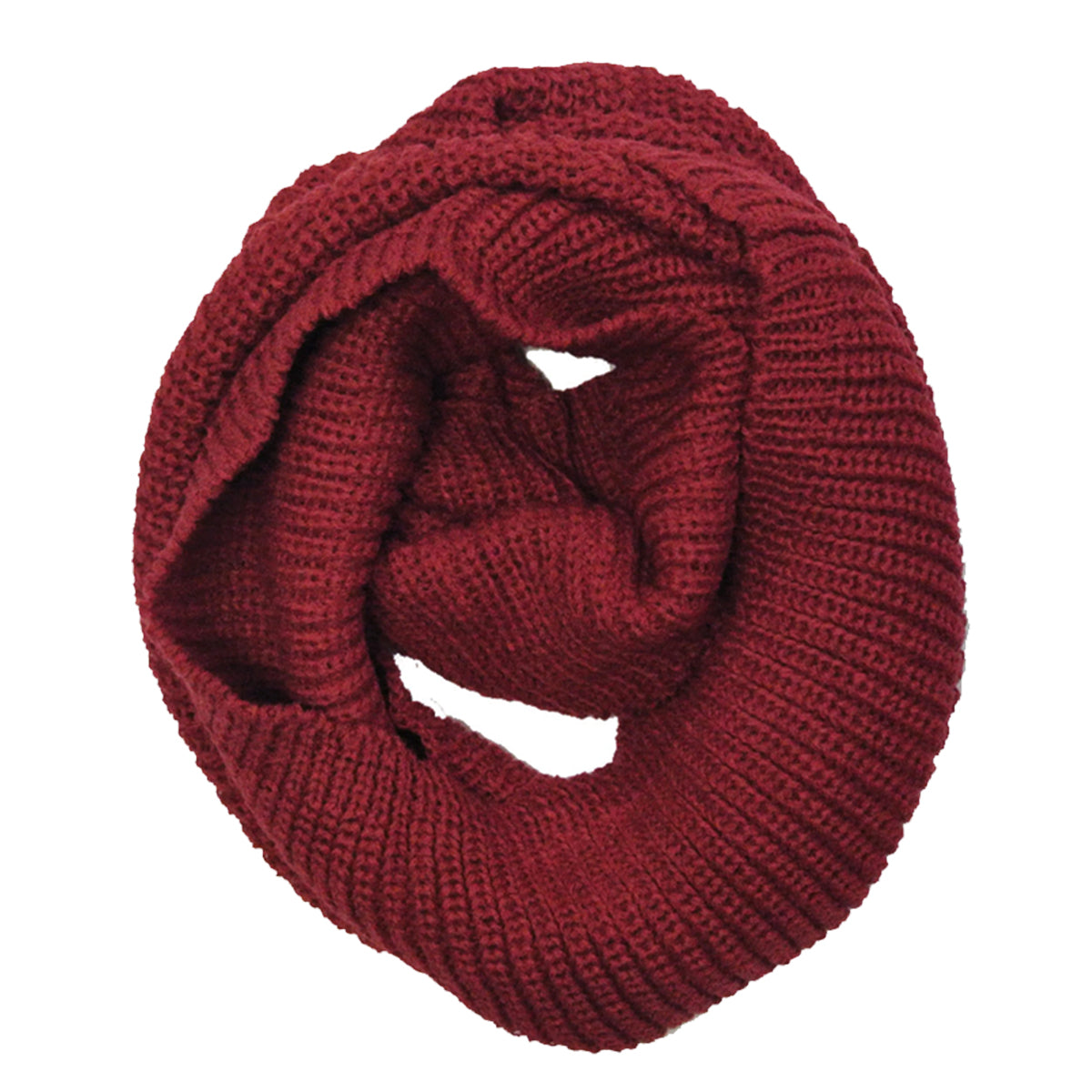 Mens Navy Blue and Burgundy Red Infinity Scarf and Hat Set