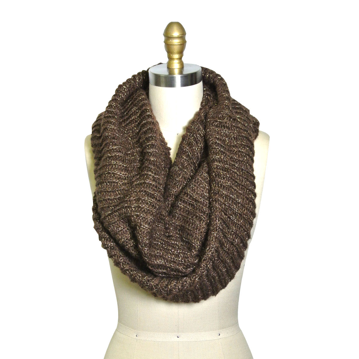 Wrapables Premium Winter Knit Infinity Scarf with Metallic Gold Threading