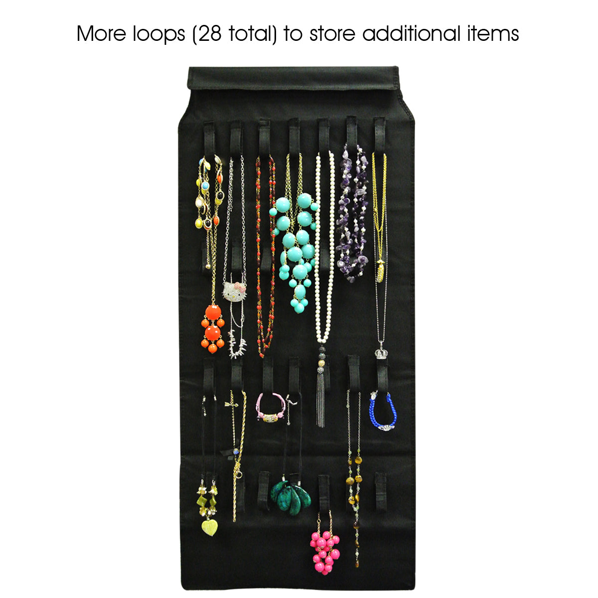 39 Pocket with 28 Holding Loops Polyester Hanging Jewelry Organizer