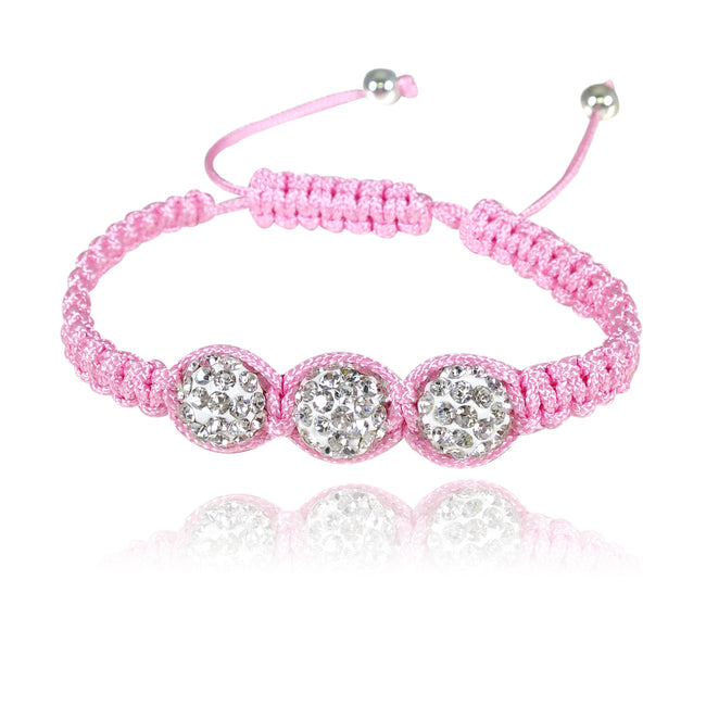Children's Crystal Beaded Cord Bracelet, Pink