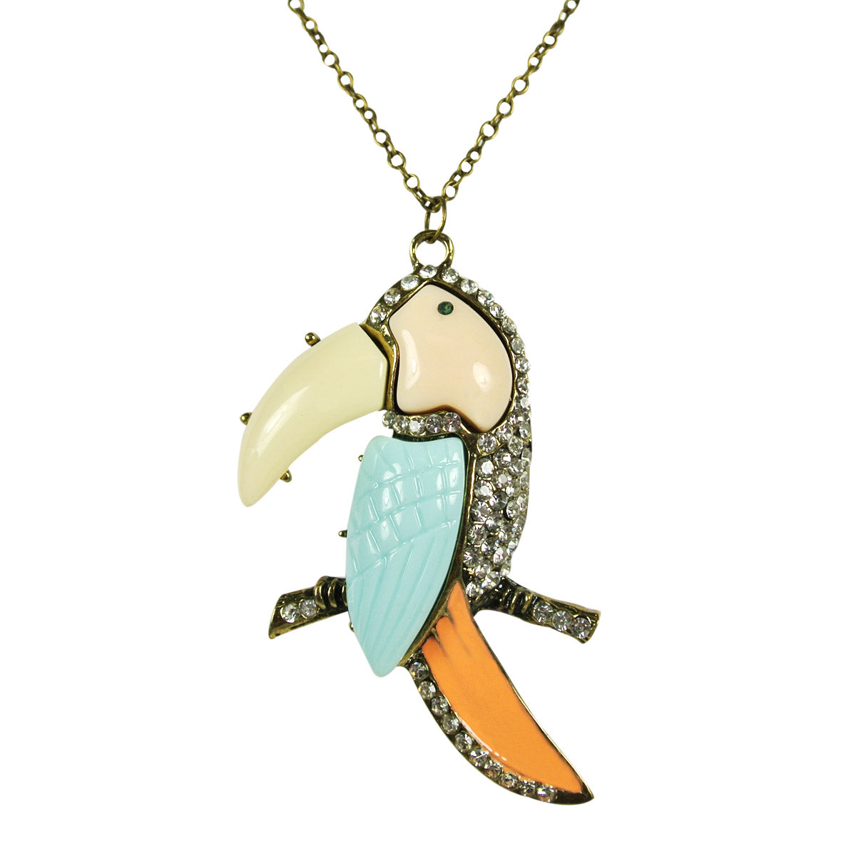 Retro Lovely diamond parrot necklace