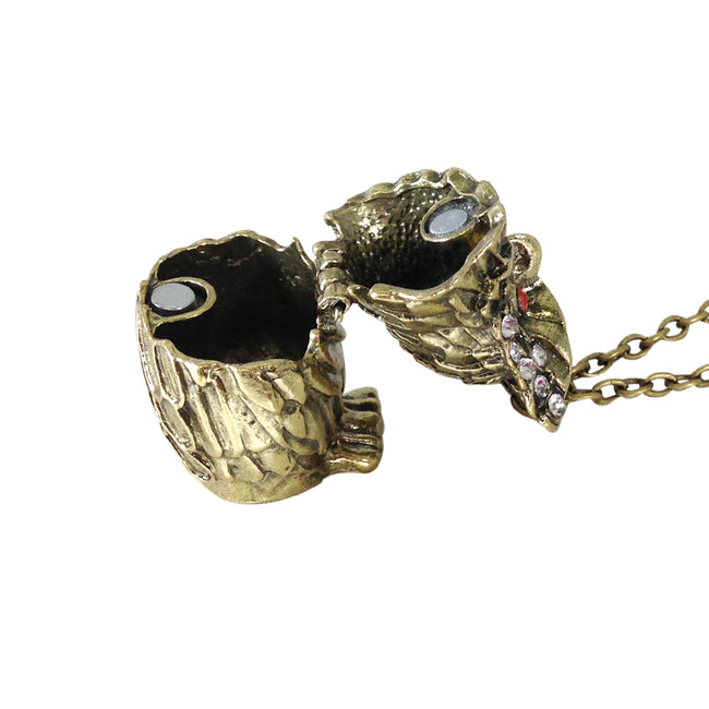 Vintage Owl Locket Pendant Necklace