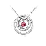 Rose Red Jewelry Set - Triple Rings Pendant Necklace and Earrings