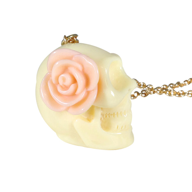 Floral Rose Skull Necklace