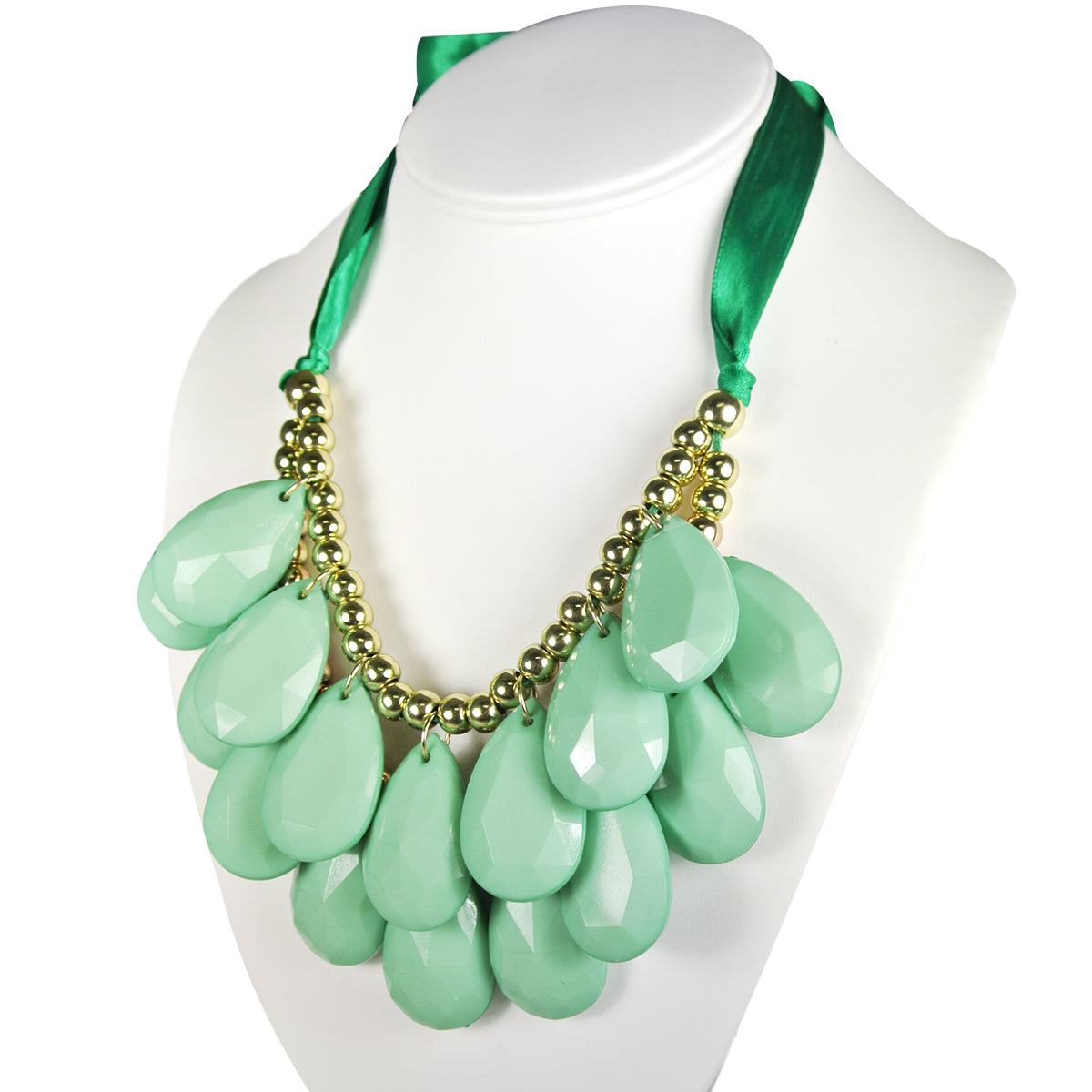 Wrapables Double Layer Chunky Acrylic Teardrop Bib Necklace
