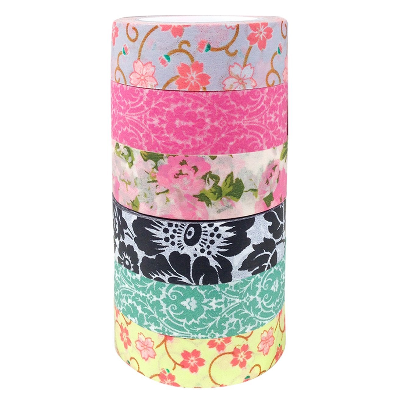 Wrapables Japanese Washi Masking Tape Collection, Premium Value Pack (Set of 6)