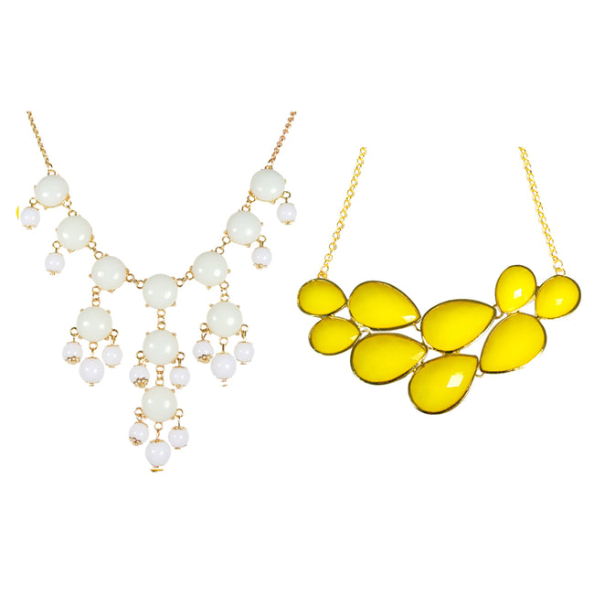 Wrapables Yellow Drop Shape Bubble Statement Necklaces + Mini Bubble Bib Statement Necklace