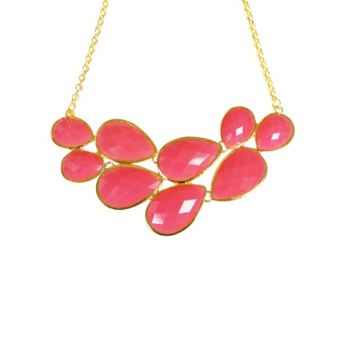 Pink Drop Shape Bubble Statement Necklaces + Black Mini Bubble Bib Statement Necklace [A63992 , A64444]