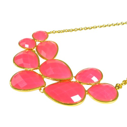 Pink Drop Shape Bubble Statement Necklaces + Black Mini Bubble Bib Statement Necklace [A63992 , A64444]