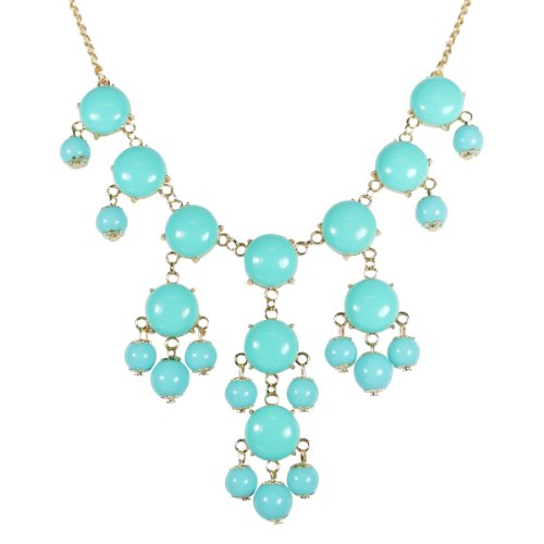 Pink Drop Shape Bubble Statement Necklaces + Sky Blue Mini Bubble Bib Statement Necklace [A63992 ,A64441]