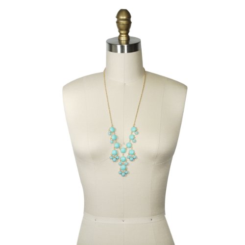 Pink Drop Shape Bubble Statement Necklaces + Sky Blue Mini Bubble Bib Statement Necklace [A63992 ,A64441]