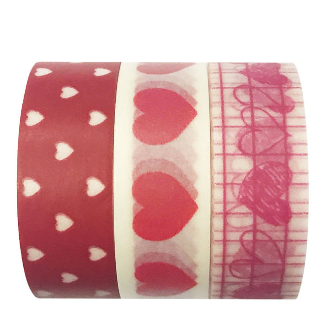 Wrapables Sweet Hearts Japanese Washi Masking Tape (Set of 3)