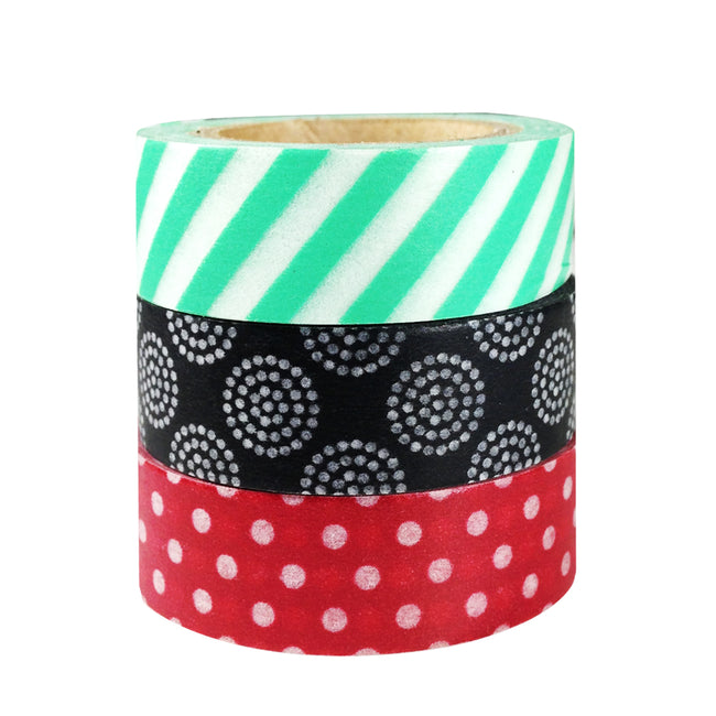 Wrapables Dots & Stripes Japanese Washi Masking Tape (Set of 3)