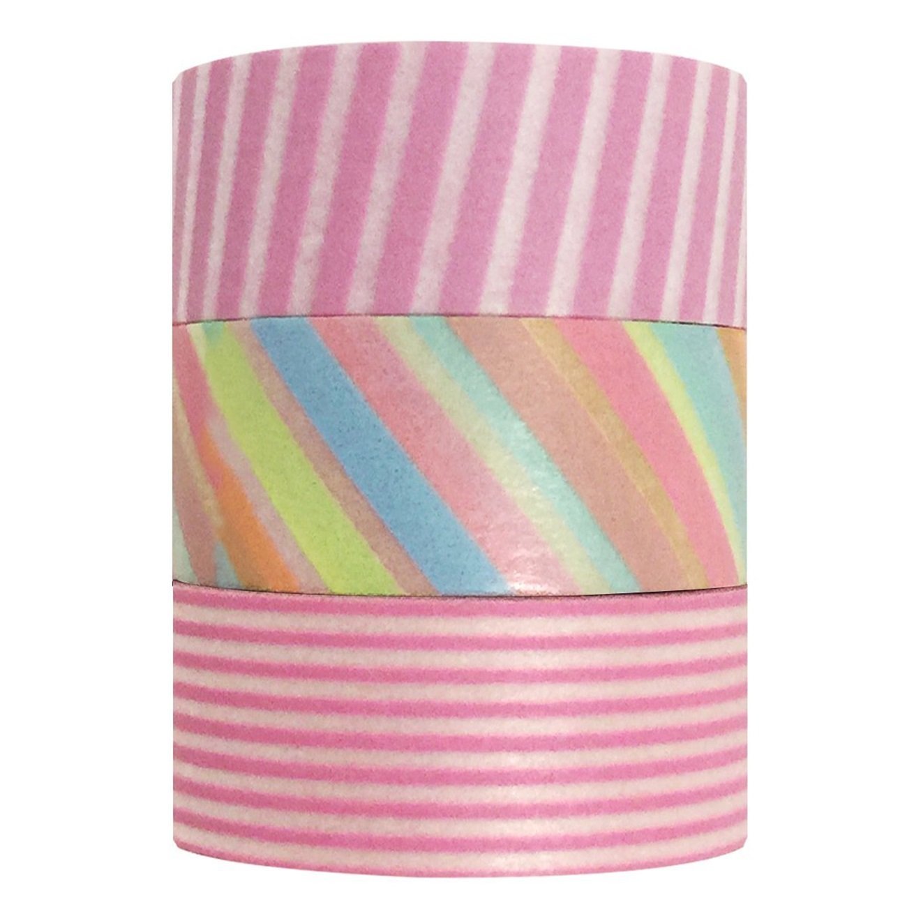 Wrapables Basic Washi Masking Tape, 10M by 15mm, Pink, Set of 3