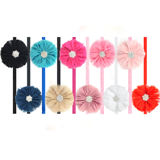 Kella Milla Chiffon Flower Headbands for Baby & Toddler Girls (Set of 10)