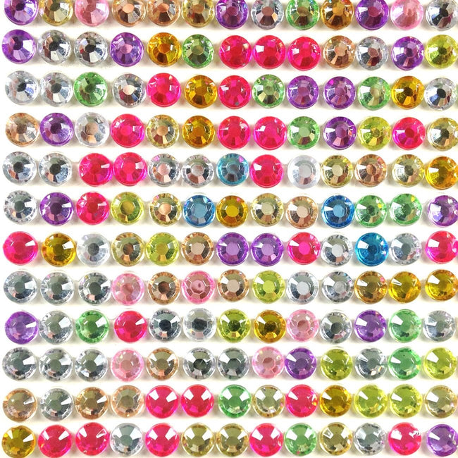 Wrapables 6mm Crystal Diamond Adhesive Rhinestones, 500 pieces, Multi-color