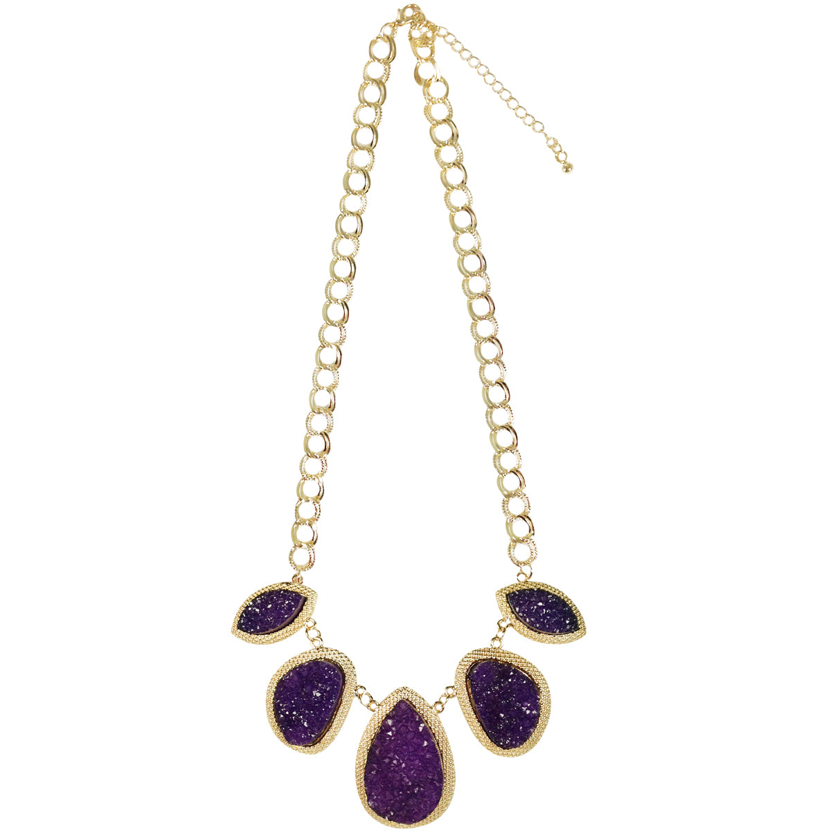 Mint Green Beaded Bubble Pendant Necklace + Purple Drop Stone Necklace [A63876, A64557]