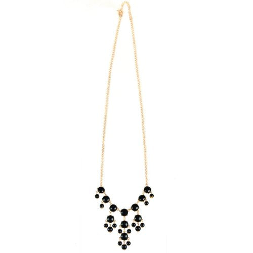 Black Mini Bubble Bib Statement Necklace + Black Drop Shape Bubble Statement Necklaces [A64444, A63993]