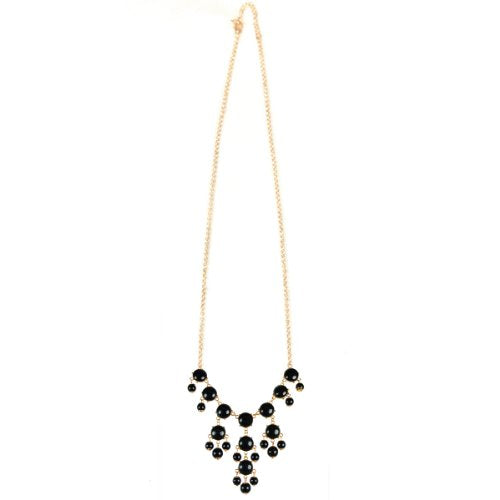 Black Mini Bubble Bib Statement Necklace + White Drop Shape Bubble Statement Necklaces [A64444,A63994]