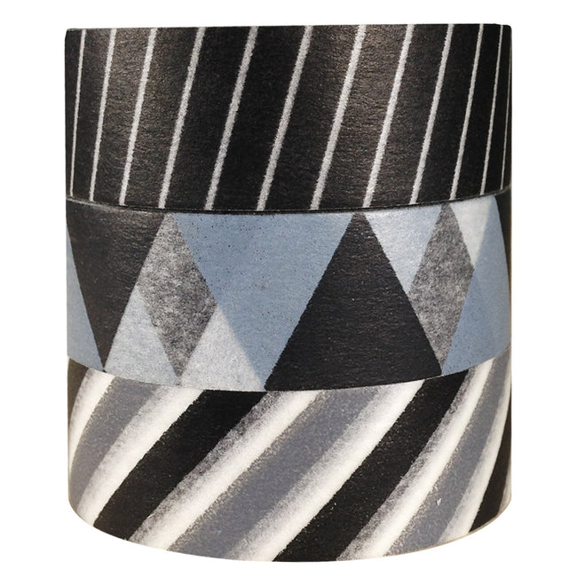 Wrapables Black Tie Japanese Washi Masking Tape (Set of 3)