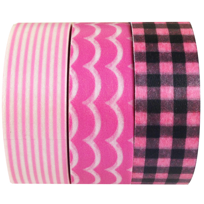 Wrapables Pink Pleasure Japanese Washi Masking Tape (Set of 3)