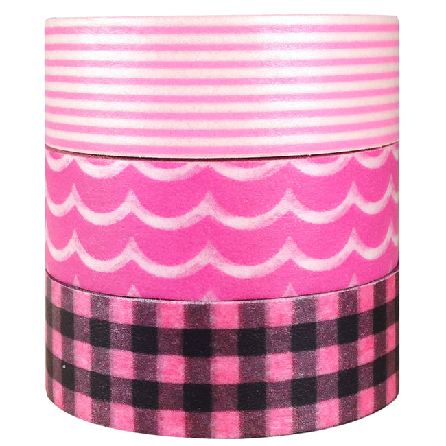 Wrapables Pink Pleasure Japanese Washi Masking Tape (Set of 3)