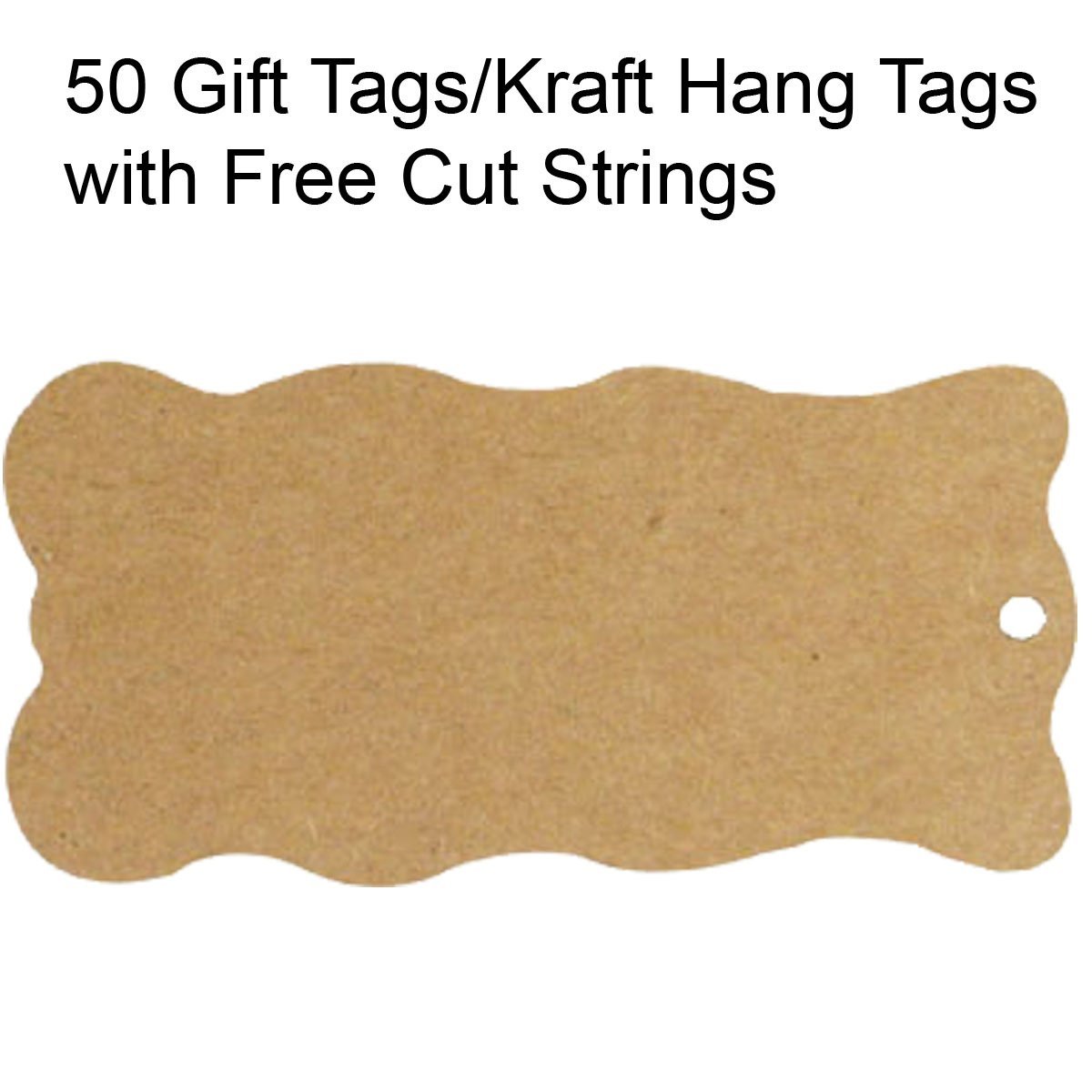 50 Gift Tags/Kraft Hang Tags with Free Cut Strings