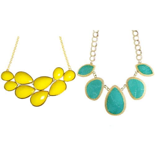 Wrapables Yellow Drop Shape Bubble Choker Necklaces + Drop stone necklace