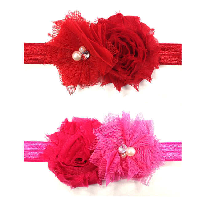 Kella Milla Frayed Shabby Chic Floral Headbands for Baby & Toddler Girls (Set of 8)